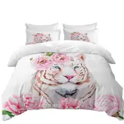 Rosy Lady White Tiger Quilt Cover