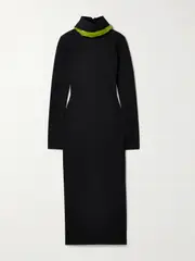 [16ARLINGTON] 16ARLINGTON - Weir Sequin-embellished Cady Turtleneck Midi Dress - Black - UK 8 UK 8 Black