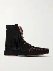 [Paris Texas] Paris Texas - Indiana Fringed Suede Ankle Boots - Black - IT41 IT 41 Black