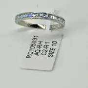 Blue Apple Jewelry Co Sterling Silver Ring - Size 10 - Aqua Blue Simulated CZ