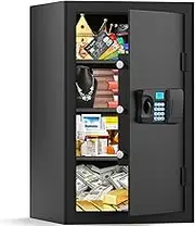 4.2 Cubic Large Home Safe Fireproof Waterproof, Digital Security Fireproof Safe Box with Combination Lock, Alarm Systerm and Removable Shelf, Fire Safes for Home Document Money Valuables