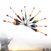 10pcs Carp Fishing Floats Set Buoy Bobber Stick Fish and Color Mix size
