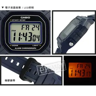 CASIO / W-218H-2A / 卡西歐 復古方型 計時碼錶 LED照明 鬧鈴 電子 橡膠手錶 藍紫色 42mm
