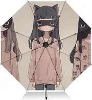 [PDZRMY] UV Protection Travel Umbrella Anime Women Cute Compact for Rain and Sun - Auto Open and Close UPF 50+ Windproof Portable 46” Sun Umbrella for Women and Men