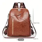 Soft Vegan Brown Leather Multi Backpack Sling Office Bag Chic Urban Slim Minimal