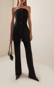 [Del Core] Slim Wool-Blend Straight-Leg Cigarette Pants