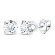 14k White Gold Round Diamond Solitaire Stud Earrings 1/2 Cttw (Certified)