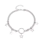 Hollow Five-pointed Star Round Circle Necklace Female Clavicle Chain Jewelry