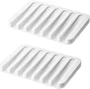 2 Pack (Silicone) Soap Dishes for Bathroom and soap case Holder Tray for Sponges