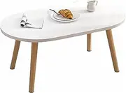 Simple Modern Nordic Tea Table Side Table, Small White Table, Coffee Table, Rectangular Living Room Table, Storage and Living Room Furniture, Suitable for Living Room, Balcony and Office (Oval, White)