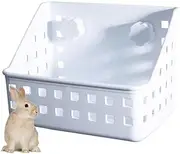 Rabbit Hay Feeder Rack, Wanfoou Hay Feeder Less Wasted Hay Rack Manger, Ideal for Rabbit,Chinchilla,Plastic Food Bowl Use for Grass & Food (White)