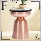 Finch Adler Metal Accent Side Table 16 Hourglass Shape Polished Black Rose Gold