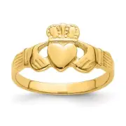 14K Yellow Gold Polished Claddagh Ring Size 7 2.26 gram Gift for Mother