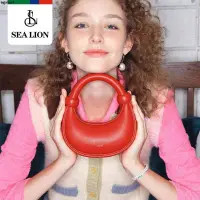 在飛比找蝦皮商城精選優惠-女磁扣手提包🍭SEA LION原創小眾設計珠珠包手提包女紅色