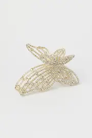 Yellow Rhinestone Butterfly Claw Clip