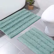 Duck egg blue bath mats slip-resistant extra thick mats 50x80cm & 43x61cm