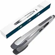 KITCHENDAO Tongs for Cooking with Silicone Tips 12 Inch, One-Handed for Convenience, Soft-Touch Handle, Silicone Tipped Stainless Steel Kitchen Food Grill BBQ Tongs for Non-Stick Cookware Air Fryer