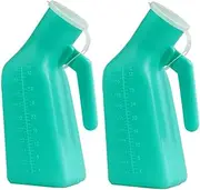 2 Pack Thick Male Urinal Urine Bottle1000ml, Portable Men Urinal Pee Bottle with Spill Proof Lid for Travel & Urine Collection,Green