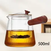 Glass Teapot with Infuser Tea Brewer Easy to Use, Tea Pot with Wooden Handle
