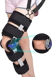 Hinged Knee Brace ROM Post Op Knee Immobilizer Adjustable Knee Immobilizer Support with Side Leg Stabilizers