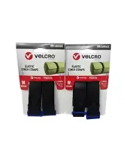 Hook & Loop VEL-30841-USA 15"X1" Garage Elastic Cinch Strap+Blue D Ring 6/36 4Pc