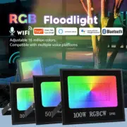30W/50W/100W Smart Led Flood Light RGB Outdoor Spotlight Wall Lamp Dimmable WiFi
