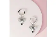 Solid 925 Sterling Silver Egyptian Eagle Hoop Earrings in Silver