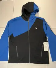 Spyder Soft Shell Blue Full Zip Hooded Jacket NWT Mens L