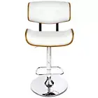 Artiss White Gaslift Swivel Barstool With Wooden Seat