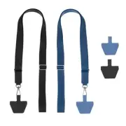 2Pcs Smart Phone Lanyard with 4 Patches, Black/Dark Blue (55-30cm)