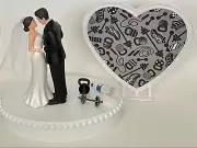 Wedding Cake Topper Workout Gym Fitness Themed Cute Short-Haired Bride Exercise