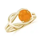 Solitaire Fire Opal Knot Infinity Promise 925 Sterling Silver Gold Ring for Her.