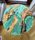 Round Epoxy resin table, Clear epoxy resin table, Round Living Room Table, rusti