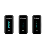 3pc Boya By-XM6-S2 Ultra Compact 2.4GHz Dual-Channel Wireless Mic RX/TX Black