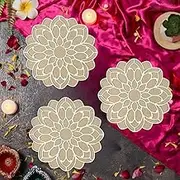 SATYAM KRAFT 3 PCS MDF Rangoli Mat with Wooden Base. Easy to Use. Just Fill It Up with Rangoli,Flowers,Pulses Inland Rangoli Stencils Border for Floor Home Diwali Decoration DIY (Basic Pack of 3)