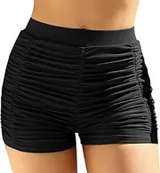 [Generic] Ruched Tankini Bikini Bottom Womens High Waist Tummy Control Swim Shorts Briefs Shirred Tankini Bottom Sport Swimwear