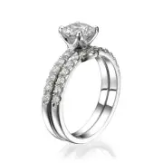 1 2/3 CT Dazzling Diamond Engagement Ring Set Round F-G/SI2-I1 18K White Gold