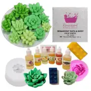 Succulents Melt & Pour Soap Kit - MP Soap Base, Mould, Fragrance, 2 Colour Brick
