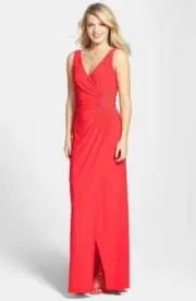 Embellished Ruched Jersey Gown dress LAUNDRY BY SHELLI SEGAL sz 4 NWT