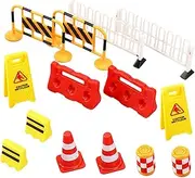 INOOMP 14pcs Boys and Girls Road Signs Set Small Traffic Cones Barricade Signs Educational for Boys Girls