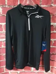Reebok Energy LS Performance Slim Small Long Sleeve Quarter Zip Black Pullover