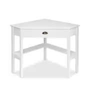Corner Desk Triangle Computer Study Desk Workstation Storage Drawer Shelf White