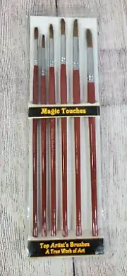 Magic Touches Artist Paint Brush Set 6 Sizes Natural Sable Round Tips