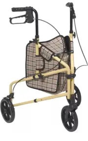 Drive Medical Winnie Lite Supreme 3 Wheel Rollator Rolling Walker, Tan/Plaid