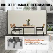 Retractable Aluminum Privacy Screen, 180x300cm, Beige, UV Protection & Waterp...