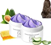 2 Pcs Purple Keratin Hair Mask, Power Purple Hair Mask, Deep Conditioning, Hydrates & Restores Softness, Enhancing Shine, Repairs Dry, Improves Frizz