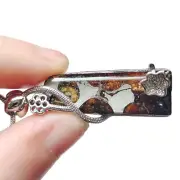 Sericho Pallasite Meteorite Perfect Pendant 925 Silver Frame Dogs TB91