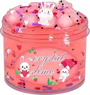 Upgrade Rabbit Crystal Slime Pack, Pink Bunny Clear Glossy Slime Kit, Birthday Gifts Party Favors, Slime for Girls Ages 6 7 8 9 10 1112, Pre-Made Slime for Kids, Super Soft Sludge Toy