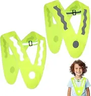Light Safety Vest Children Pack of 2 V-Shape Signal Collar Reflective Vest Children's Safety Vest Riding for Children Bicycle Car Children's Safety Vest