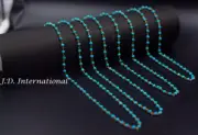 3.5 mm Turquoise Gemstone Faceted Roundel Rosary Beaded Wire wappered Gold chain